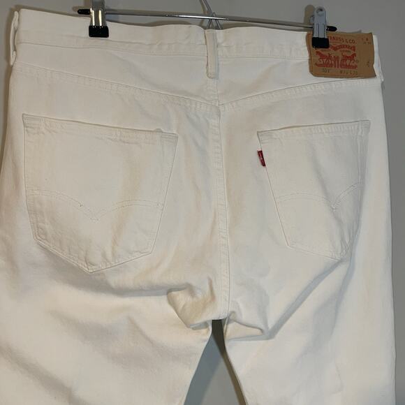 Levi's 501 XX White Button Fly Straight Leg Denim Jeans Mens Size 36x30 Mexico - Picture 7 of 13